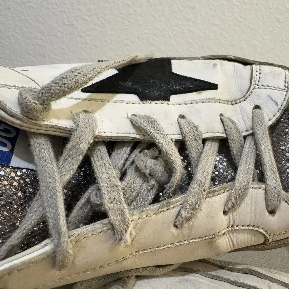 Golden Goose Super-Star Sneakers Glitter Toe Size 38 Italy